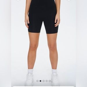 Black Cotton Biker Shorts